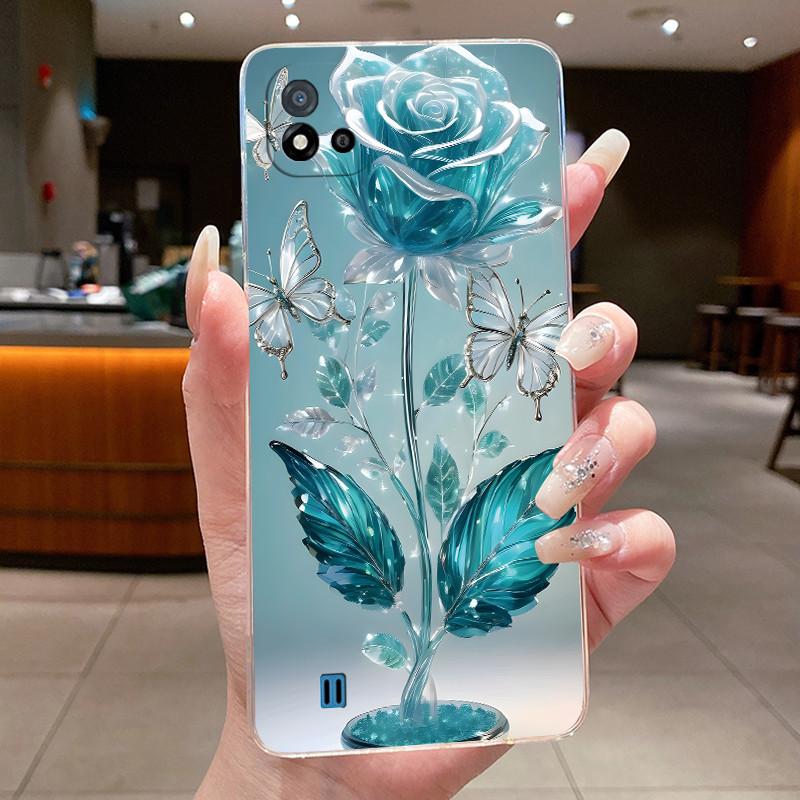 For Realme C11 (2021) RMX3231 / Realme C11 2020 RMX2185 Casing Clear Luxury Fashion Butterfly Flowers Soft Silicone Phone Case