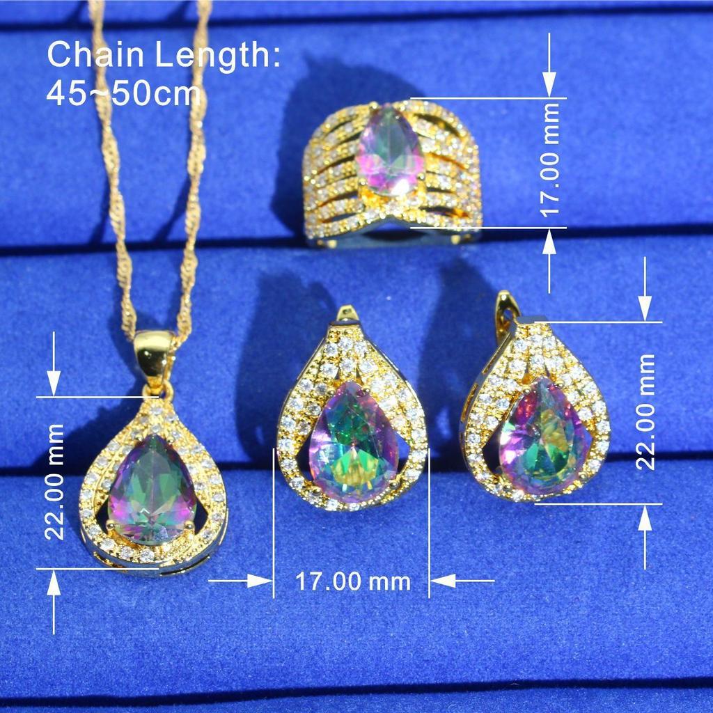 Комплект ожерелья из циркона, комплект сережек из кристаллов, комплект браслета с бриллиантами, комплект колец и цепочек