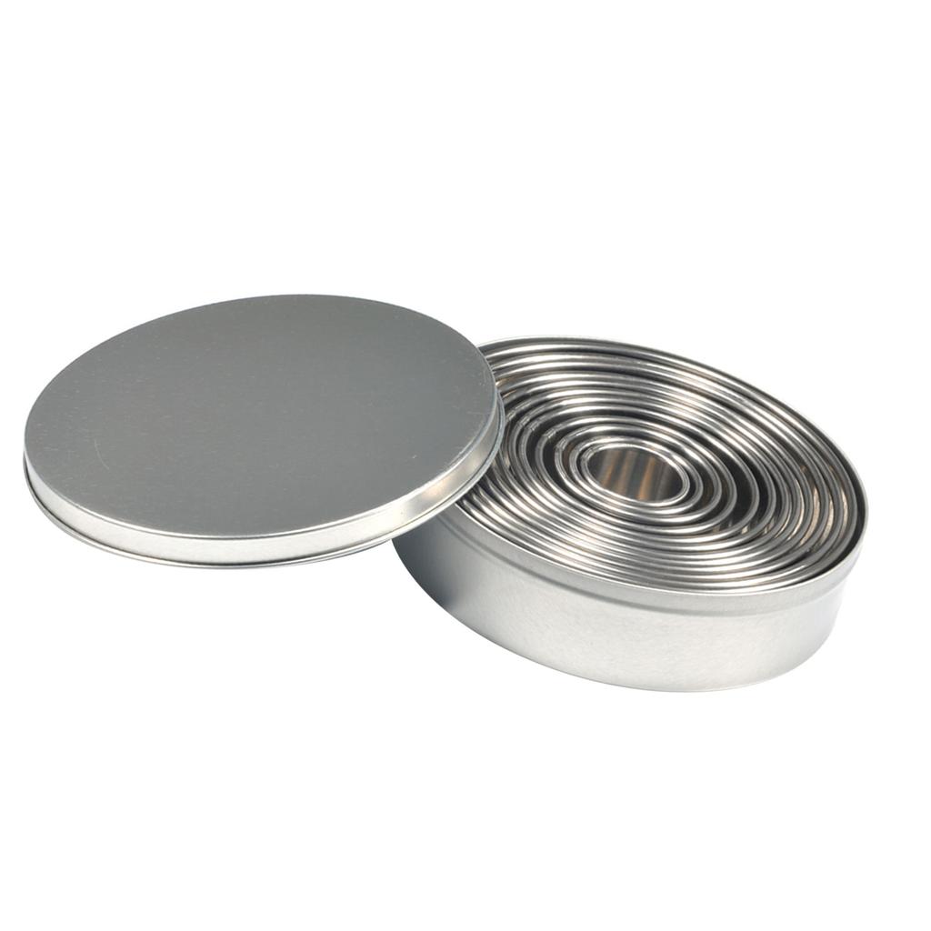 12 Pcs Stainless Steel Round Cookie Biscuit Cutter Baking Metal Ring Molds for Dough Fondant Do