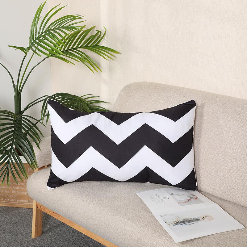 Nordic Rectangular Pillow Black Geometric Cushion Living Room Sofa Chair Pillowcase Pillow Case Suede Geometric Pattern