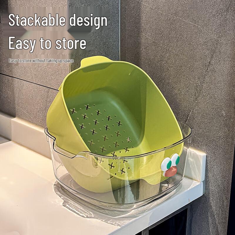 Cute Small Double-Layer Fruit Draining Basket