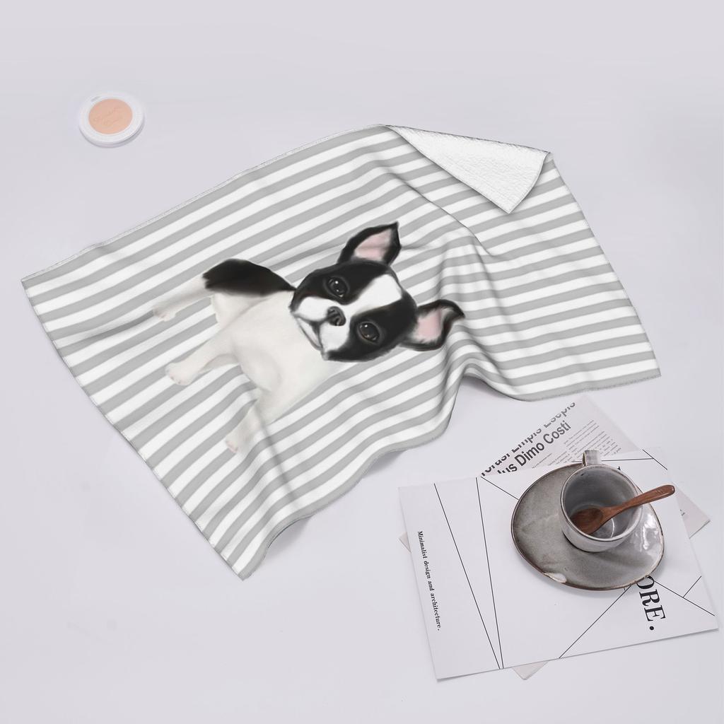 boston terrier Soft Face Towel Quick Dry Pool Bath Cotton Towels Breathable
