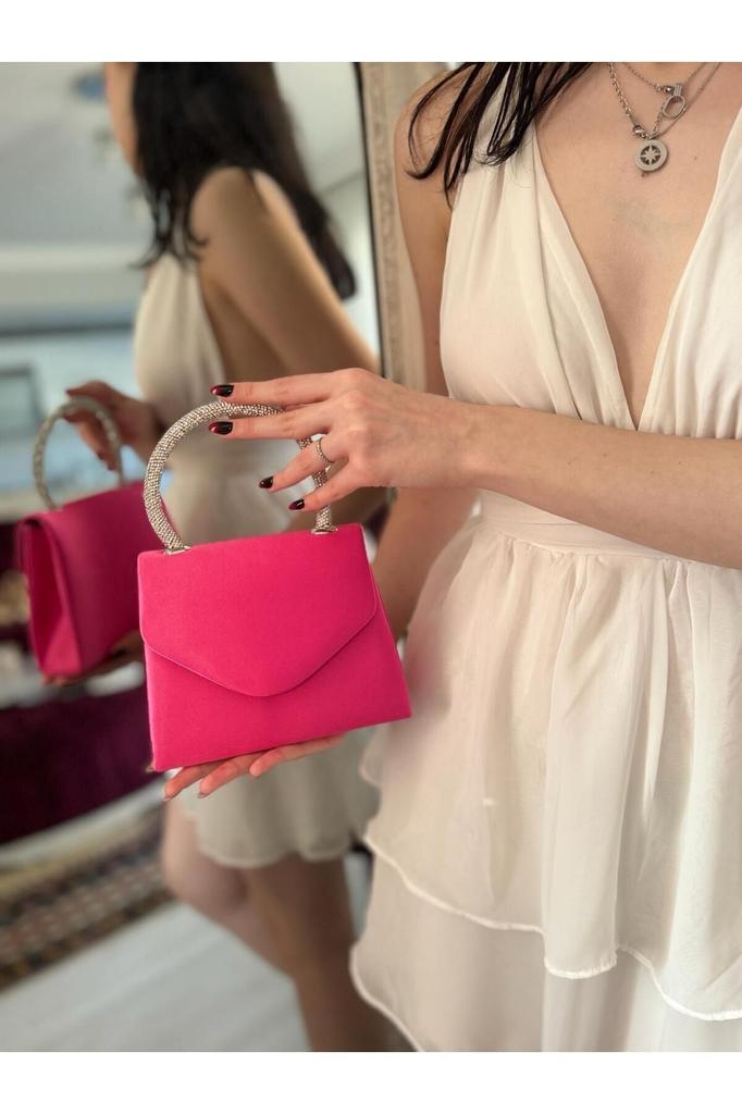 Women's Stylish and Useful Evening Dress Bag Evening Dress Bag with Satin Stone Handle for Weddings, Graduations, Elegant Events...