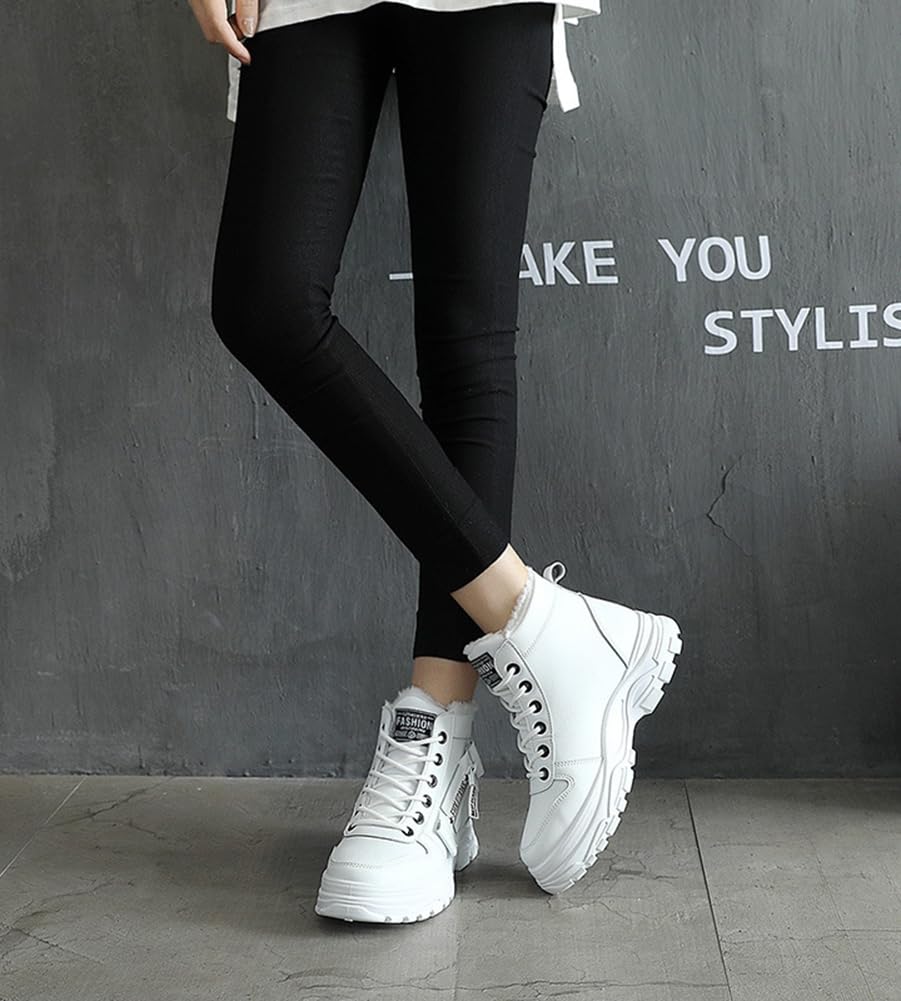 Fosys Winter Short Snow Boots with Fleece and Comfortable for Outdoor Activities Japanese Shoe Women's Lining, Warm, Non-Slip, (White, Size, Adult,