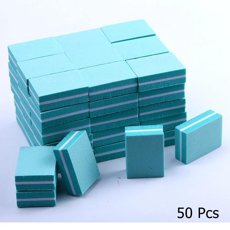 50pcs lot Mini Nail File Blocks Colorful Sponge Nail Polish Sanding Buffer Strips Double-sided Nail Polishing Manicure Buffers