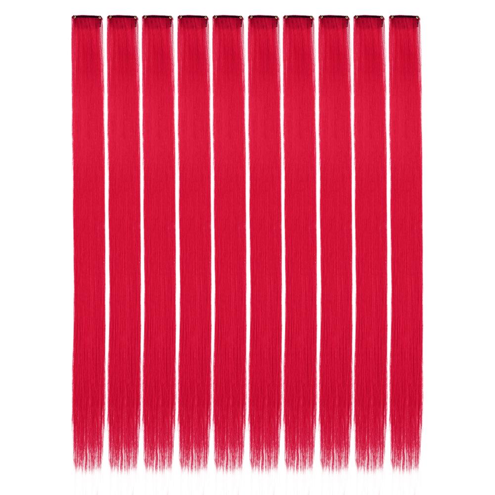 10 шт./упак. Цветные накладные пряди для вечеринки, заколки для волос для девочек, 18 дюймов, омбре, прямые, синтетические 2027