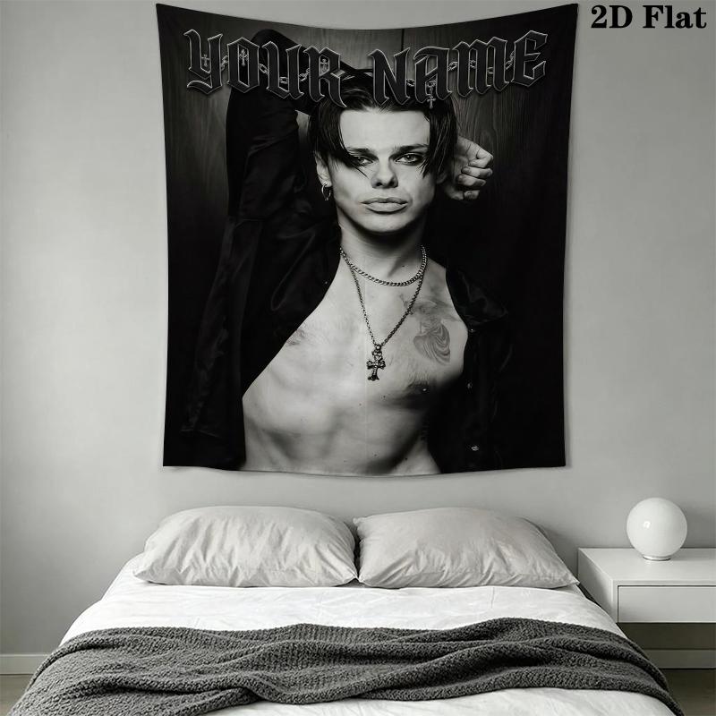 Custom Name YUNGBLUD Wall Tapestry Aesthetic Wall Hanging Printed Fabric Blanket Decorative Tapestries for Bedroom Living Room Home Decor