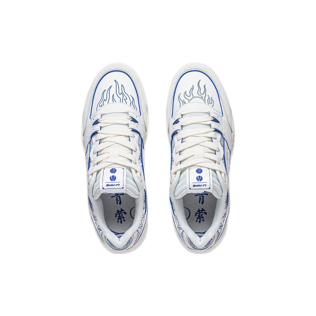 Li-Ning Moon White Green Casual Versatile Non-Slip Wear-Resistant Low-Top Lifestyle Shoes Unisex Sneaker Blue AGCS427-15