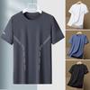 Летняя мужская футболка Ice Silk с круглым вырезом, свободная, однотонная, с короткими рукавами, повседневная одежда