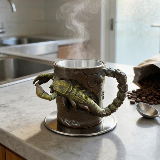 Готская кружка-скорпион 3D кружка для кофе со скорпионом и ручкой Смоляная чашка для чая Подарки для мужчин женщин Декор для дома и офиса