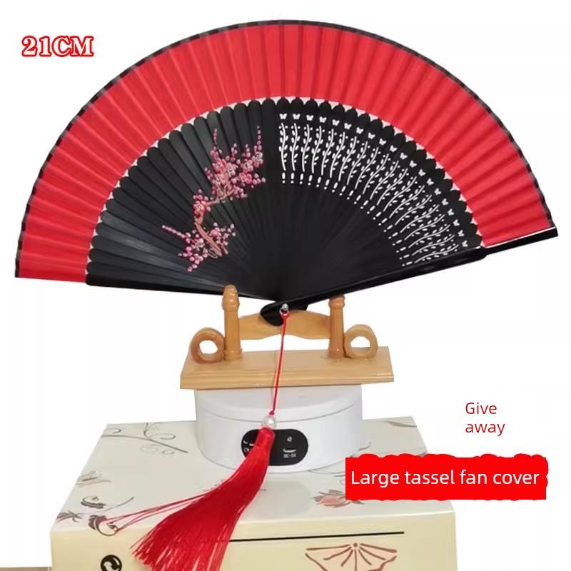 2025 Model Red Fan Portable Black Purple Yellow 7inch Flag-Patterned Ancient Style Folding Fan Chinese Style Classical Fan Green