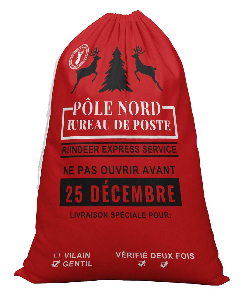Printtoo 2 шт. Большие мешки Санты с завязками на шнурке, холщовые рождественские подарочные сумки для детей, Рождество 27x20 дюймов