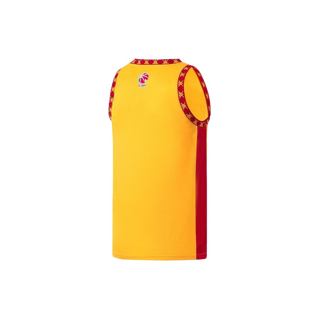 Li Ning Серия CBA Принт с текстовым логотипом Круглый вырез Свитшот Баскетбольная майка Команда Shanxi Guotou Китайское городское издание Мужская майка Желтый AAYR527-1
