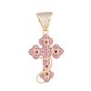 Minimalism 14K Gold Plated Brass Jewelry CZ Iced Out Cross Pendant Hop Fashion Christian Accessory for Men Women No Chain