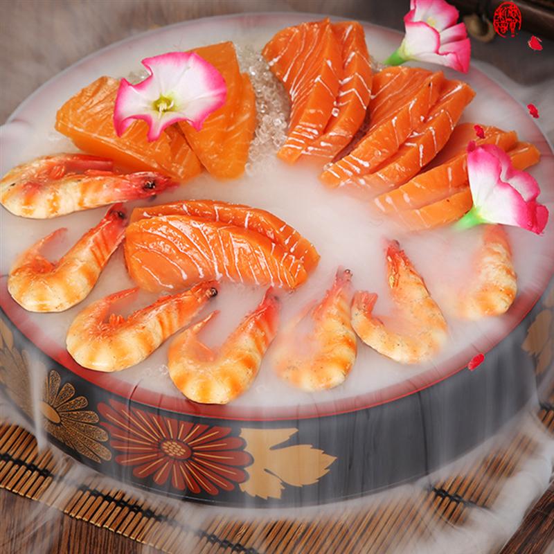 Сухой лед для сашими, японский лосось, морепродукты, суши, ресторан, плоская тарелка, сервировочная тарелка высокого класса