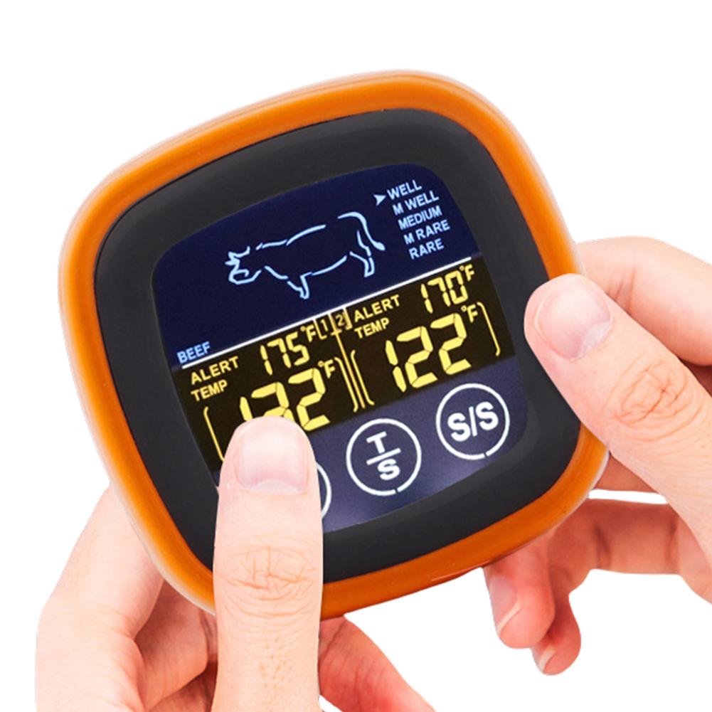 Digital Meat Kitchen Thermometer Touch Screen Waterproof Meat Temperature Thermometer Probe Timer Mode for Grilling BBQ Cooking