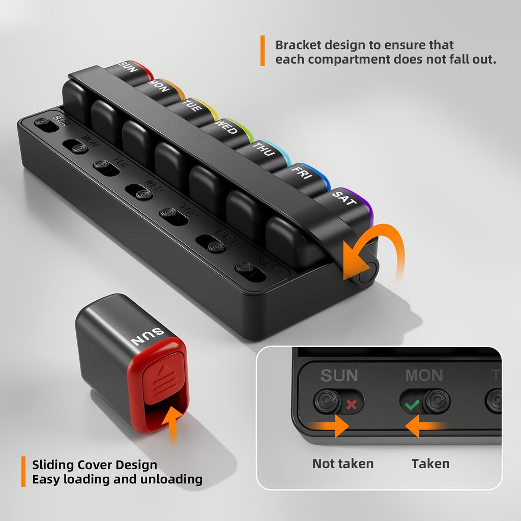 Weekly Pill Organizer - One Time a Day, 7 Day Travel Pill Case, Daily Medicine Organizer, Portable Pill Box