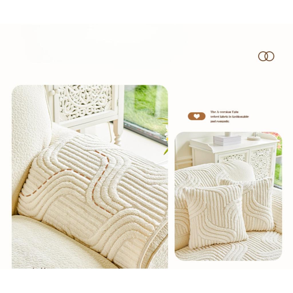 Bohemian Style Thick Plush Sofa Cover -Machine Washable, Pet Friendly, Non Slip Sofa Protection Cover, Decoration for Living Room, Bedroom, and Office