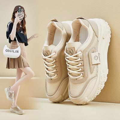 Новые женские кроссовки для лета, студенческие, спортивные и для отдыха, сетчатые, дышащие, на толстой подошве, увеличивающие рост