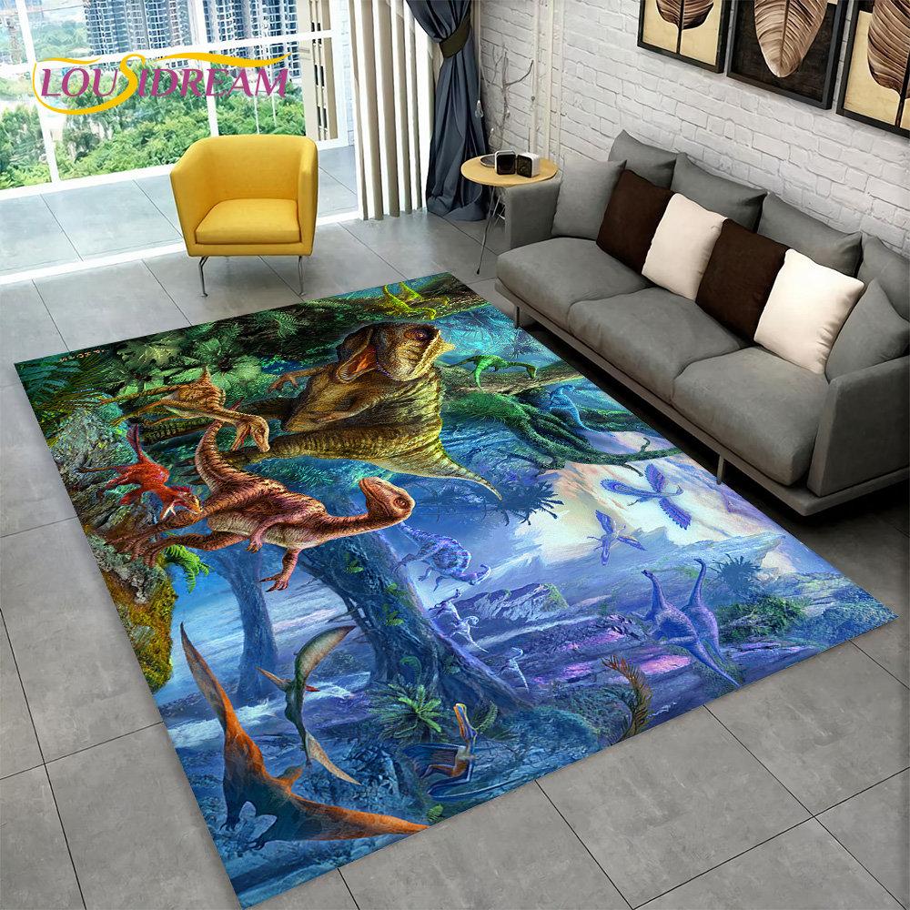3D Visual Illusion Dinosaur Area Rug,Carpet Rug for Home Living Room Bedroom Sofa Playroom Doormat Decor,Kid Non-slip Floor Mats