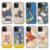 T-95 Cute Tom Jerry Cat Black Sofe Case for iPhone 16 15 Plus 14 13 Mini 12 11 Pro 8 6 6S SE 5 XR XS Max Realme C30 C33 C32 9I VIVO V29 V27 V23 Y36