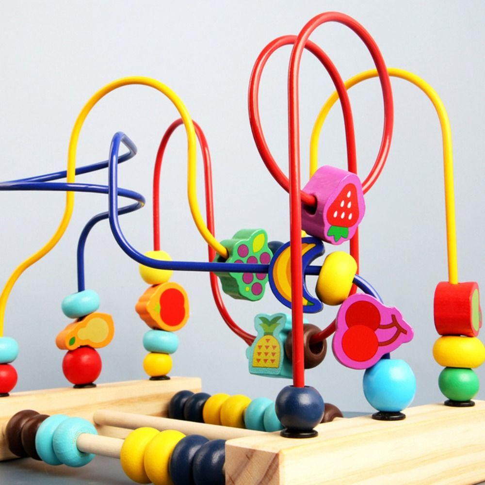 Wooden Beads Bead Maze Math Puzzle Intelligence Building Blocks Early Education Toys Children Kids