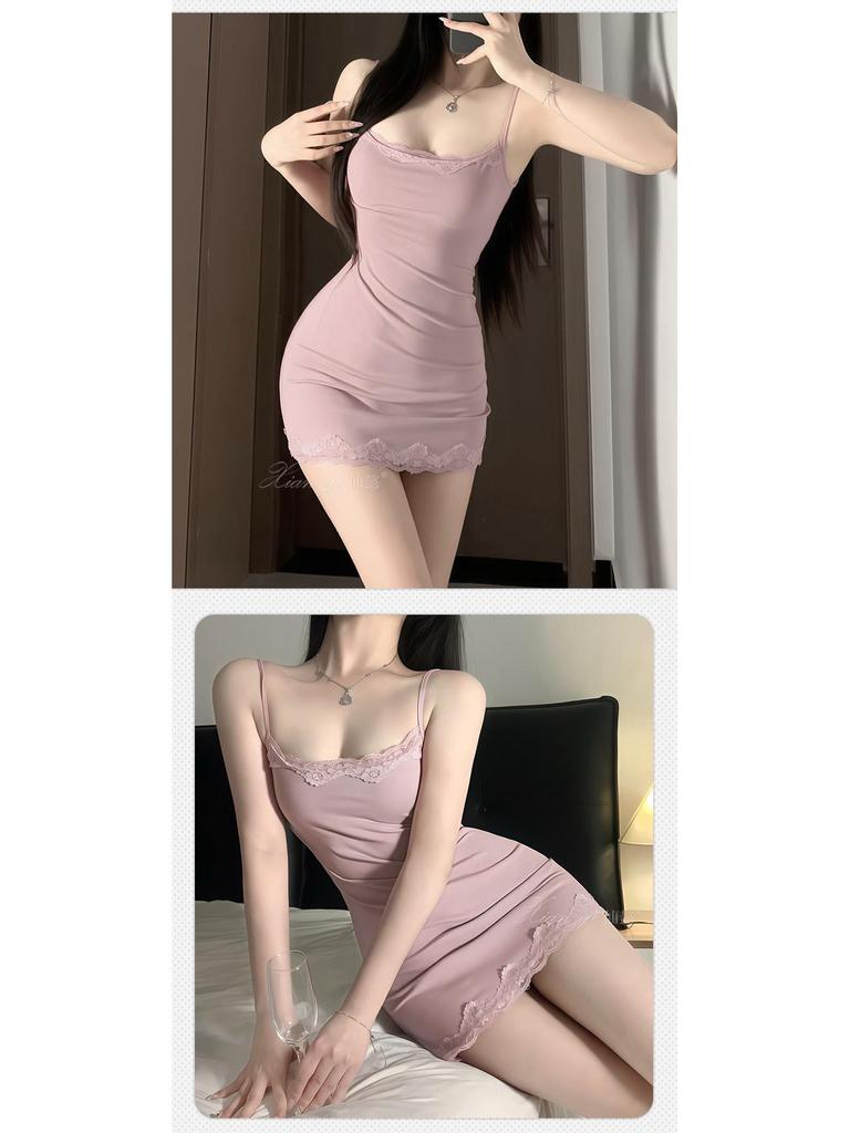 Xianyi Кружевное сексуальное облегающее платье-комбинация Pure Desire - Однотонная одежда для сна 689
