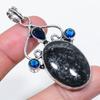 Natural Nuummite, Topaz Gemstone 925 Sterling Silver Jewelry Pendant 2.40" P6g71