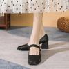 Fashion Work Mary Jane Shoes Women's Gentle Wind Light Mouth Medium High Heel Professional Single Shoes Women