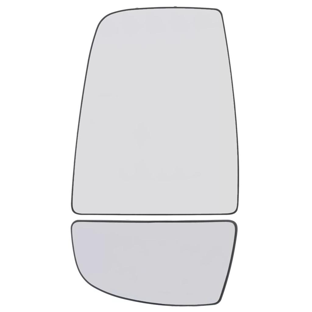 Верхнее и нижнее стекло зеркала Ford Transit MK8, пассажирская сторона, левое выпуклое, с задней пластиной