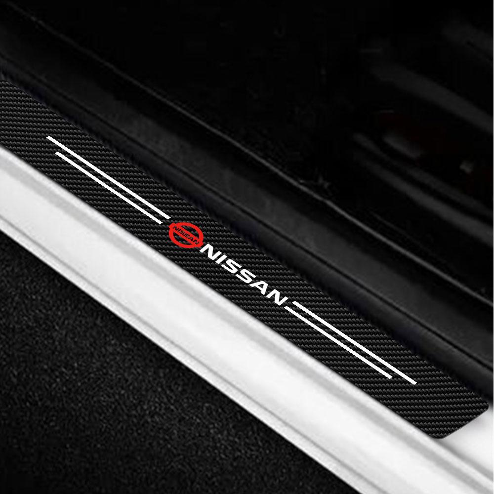 ASD1 Universal Leather Car Door Plate Sill Anti Scuff Protector Welcome Pedal Guard Sticker Center Cover For Nissan Juke Micra Leaf