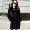 Faux Mink Fur Coat Women's Mid-length Fur Coat with Hood