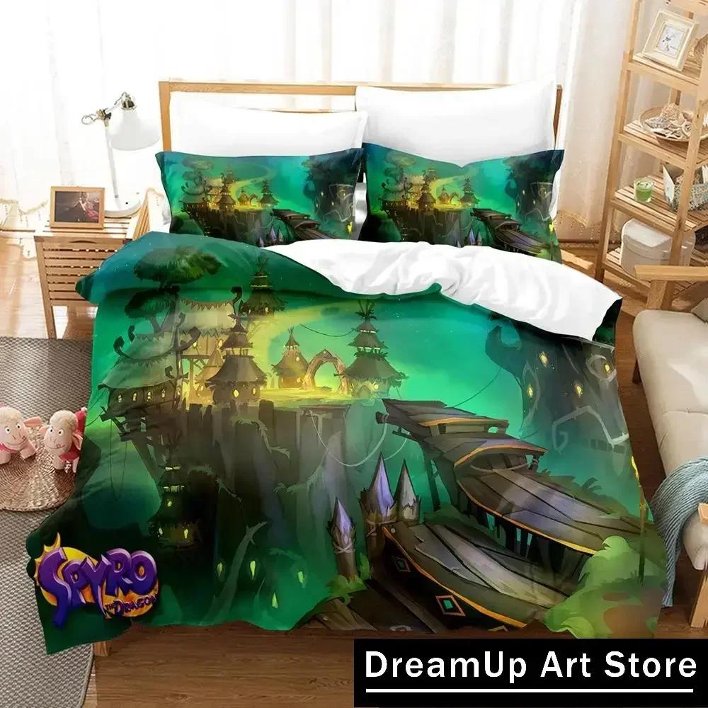 Игровой набор постельного белья Spyro Dragon Reignited Trilogy для мальчиков и девочек, размер Twin, Queen, Full, пододеяльник, наволочка, кровать, спальня взрослого