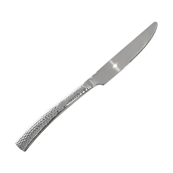 Western Food Tableware Stainless Steel Serrated Steak Knife Sharp Fork Tines Curved Spoon Dishwasher Safe Hammered Texture
