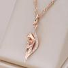 Micro Inlay Zircon Cat Pendant Women Necklace Matching Wave Chain Gold Color Party Daily Jewelry