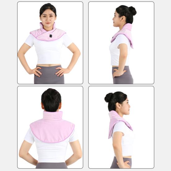 Shoulder Heating Pad for Neck Back Electric Heating Pad Rechargeable Double-Sided Plush Cordless Heated Wrap