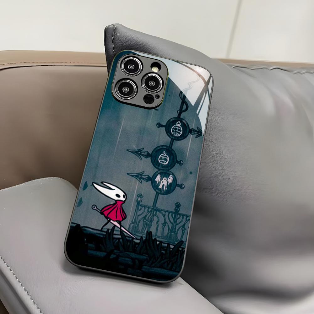 Чехол для телефона The Hollow Knight для iPhone 17 Air 16 15 14 12 11 13 Pro Max Mini X Xr Xs Puls Черная стеклянная крышка