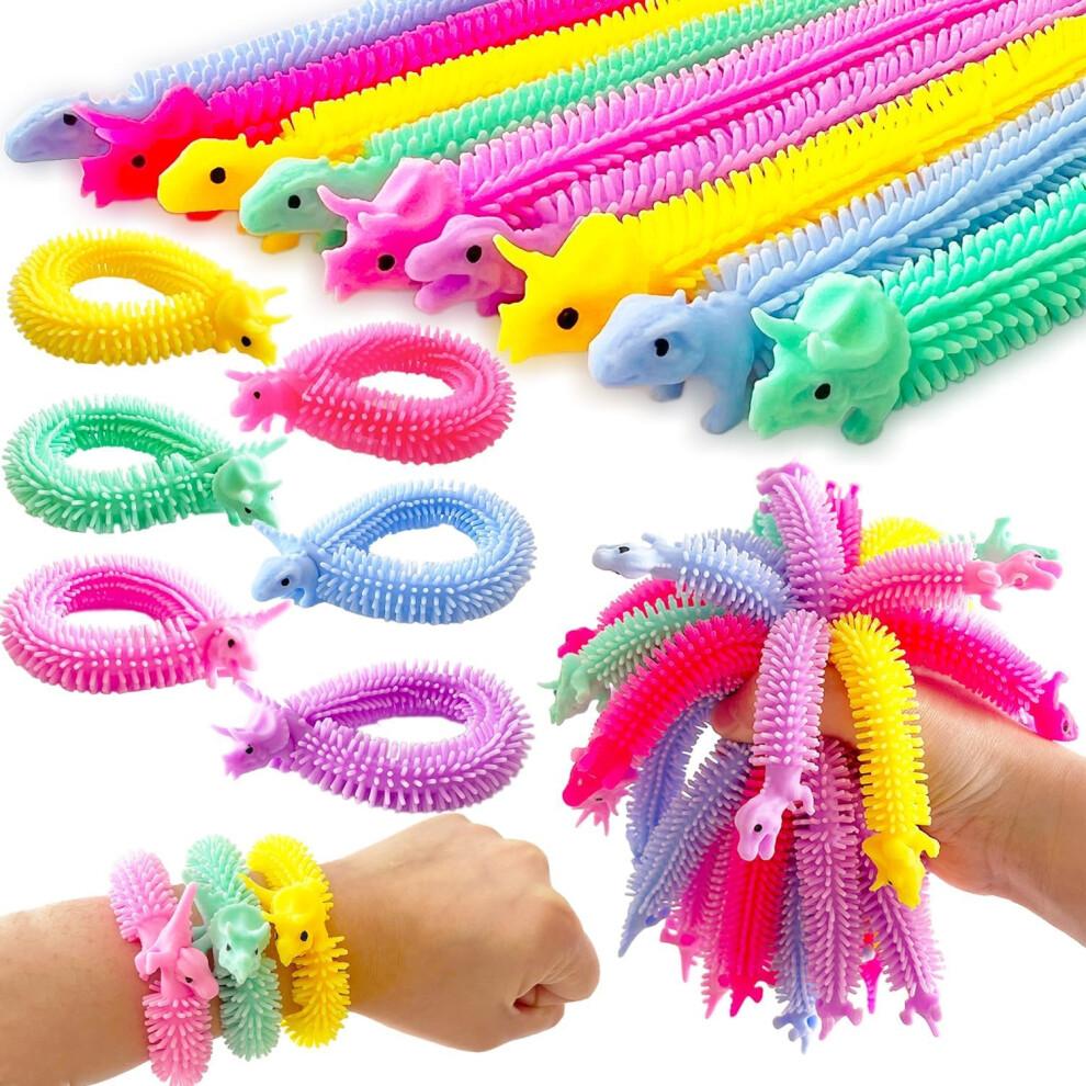 LATERN 40Pcs Fidget Stretchy Strings, 20CM Dinosaur Sensory String Toys Calming Noodles Stretchy String for Kids and Adults Against Anxiety, Fidgetin