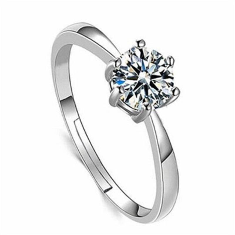 S925 Silver Ring Couple Ring Women's Diamond Ring Zircon Open Wedding Ring Domineering Men's Ring