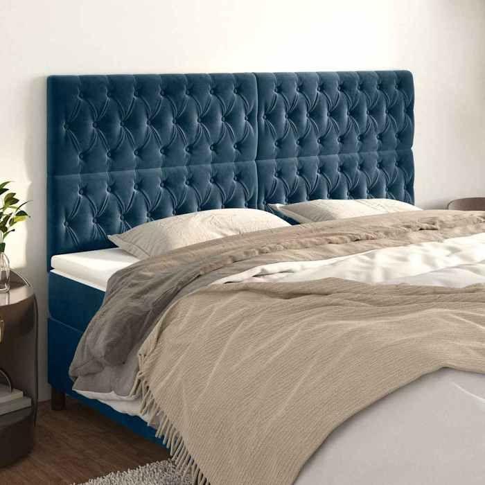 Maison Exclusive - Tête de lit Bleu foncé 200 x 7 x 118/128 cm Velours