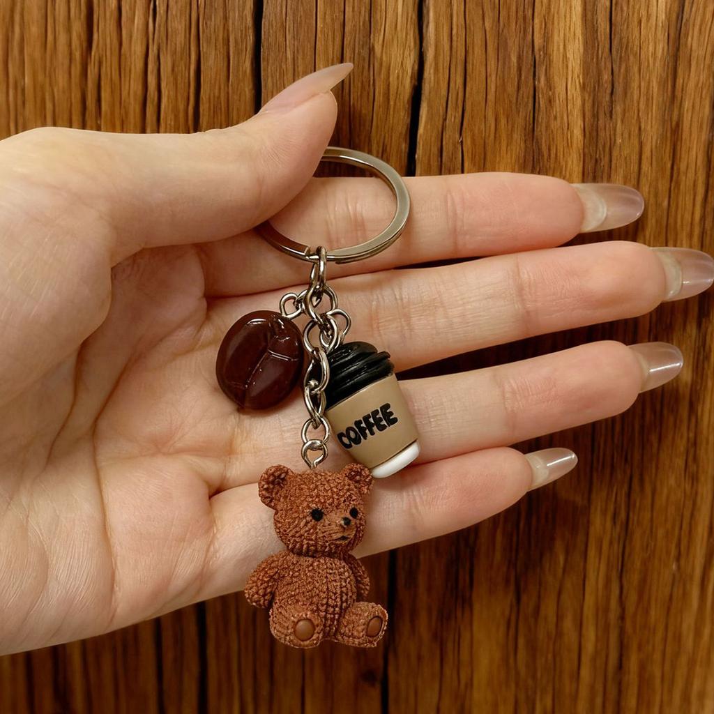 Cartoon Brown Bear New Exquisite Coffee Cup Coffee Beans Maillard Mini Doll Accessories Couple Gift Bag Charm