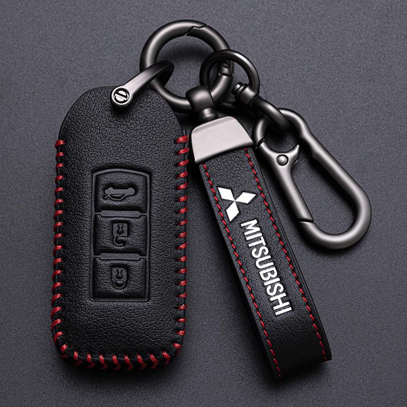 Car Key Case Cover Keyless Leather Shell for Mitsubishi Outlander Lancer Eclipse Mirage Xpander ASX Pajero Cross Montero Eclipse