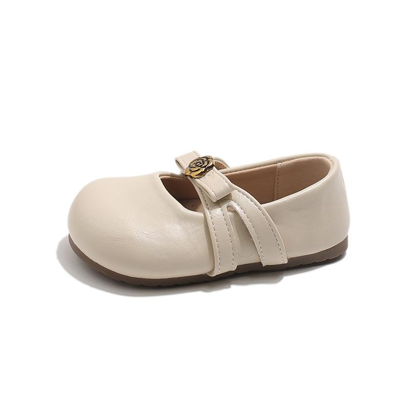 Girls' Gentle Evening Shoes, Vintage Style Round-Toe Flat Mary Jane Shoes, Versatile with Skirts, Shallow-Heel Small Leather Shoes