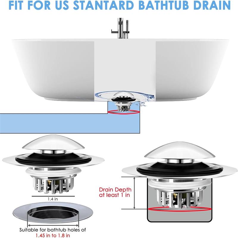 1 шт. заглушка для слива ванны, выдвижной ловушка для волос для слива ванны, заглушка для слива ванны и крышка для сливного отверстия 1,45–1,8 дюйма, заменяет подъемно-поворотный механизм