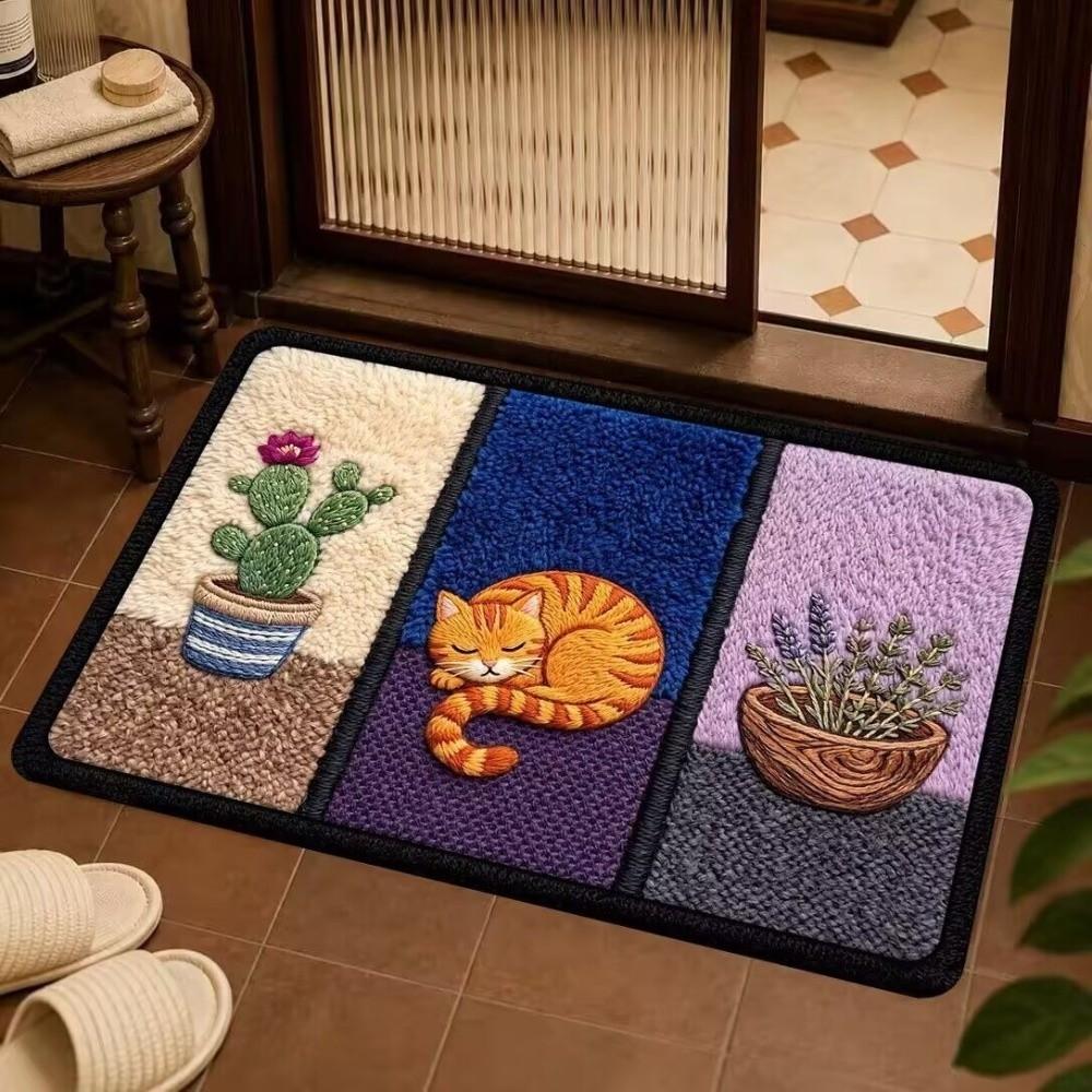 Absorbent Cat Bath Mat Diatomaceous Earth Pet Print Doormat New Animal Rug Entryway