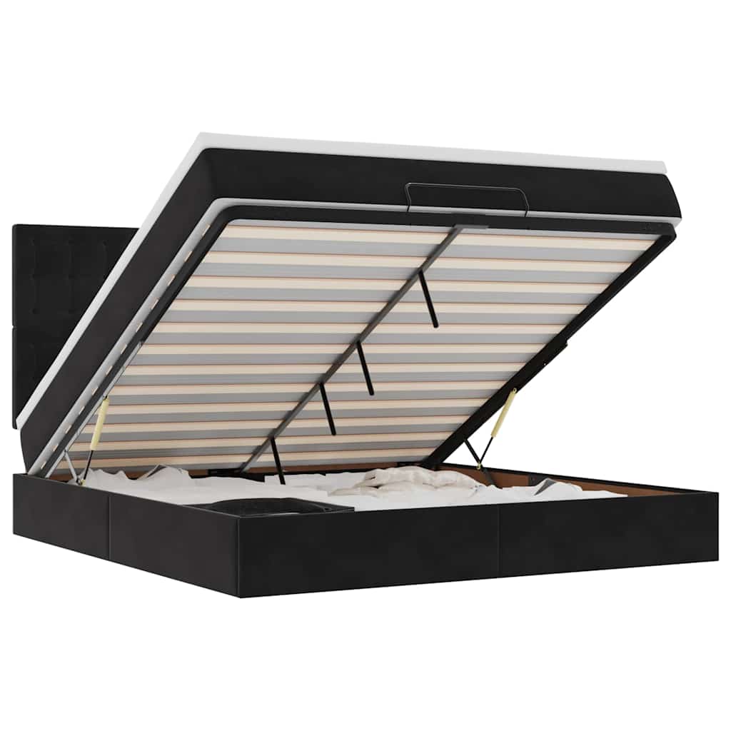 Ottoman Bed with Mattress & LEDs Black 180x200 cm Velvet