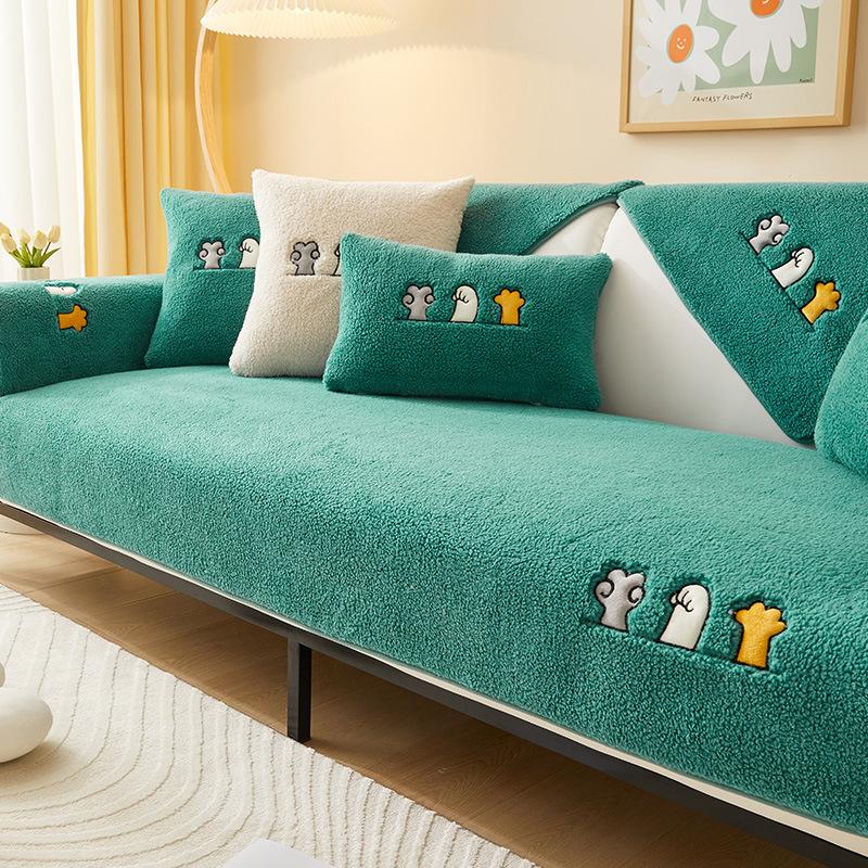 1 шт. Зимний толстый чехол для дивана из овечьей шерсти, нескользящее и не пачкающееся полотенце для сиденья, нордический светлый роскошный плюшевый чехол для дивана, подходит для домашних животных