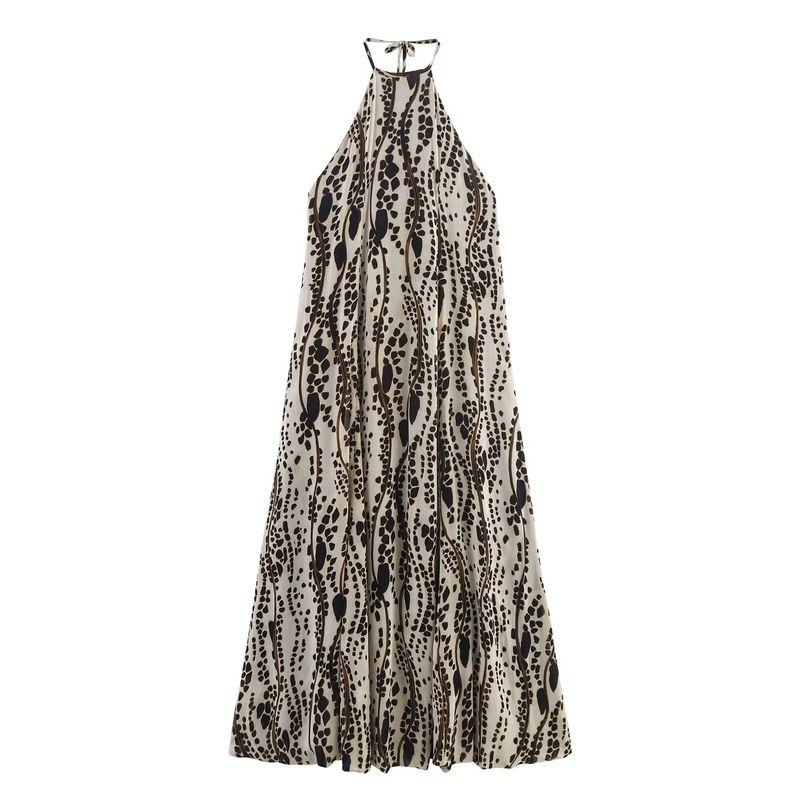 Kaslead New Women Clothes Western Style Fashion Loose Print Neck Collar Dress 2183068