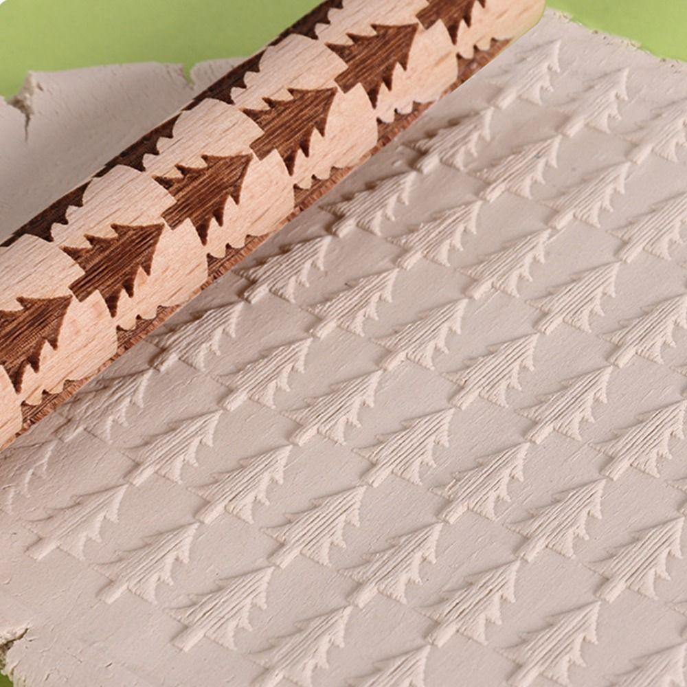 Портативный деревянный прижимной валик 3D Rolling Stick Texture Roller для глиняных инструментов