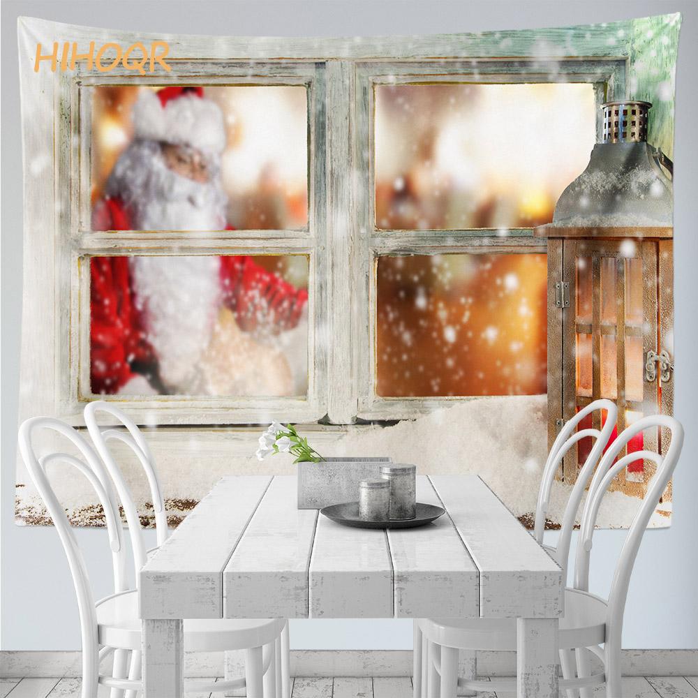 Рождественский гобелен настенный Санта-Клаус Рождественская снежная сцена гобелен на окно Эстетический декор комнаты украшение для дома и праздника